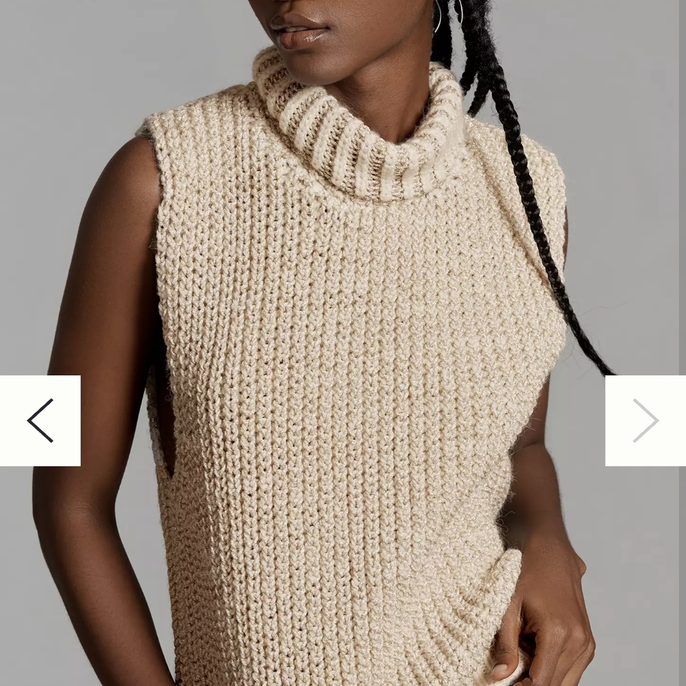 BNWT Pilco by Anthropologie turtleneck sleeveless sweater vest in cream